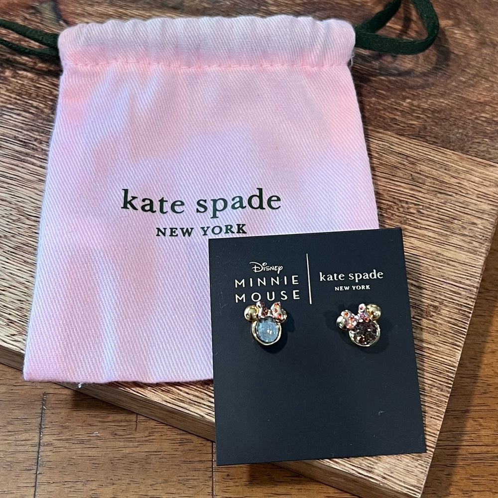 KATE SPADE Minnie Mouse Earrings Cubic Zirconia NWT